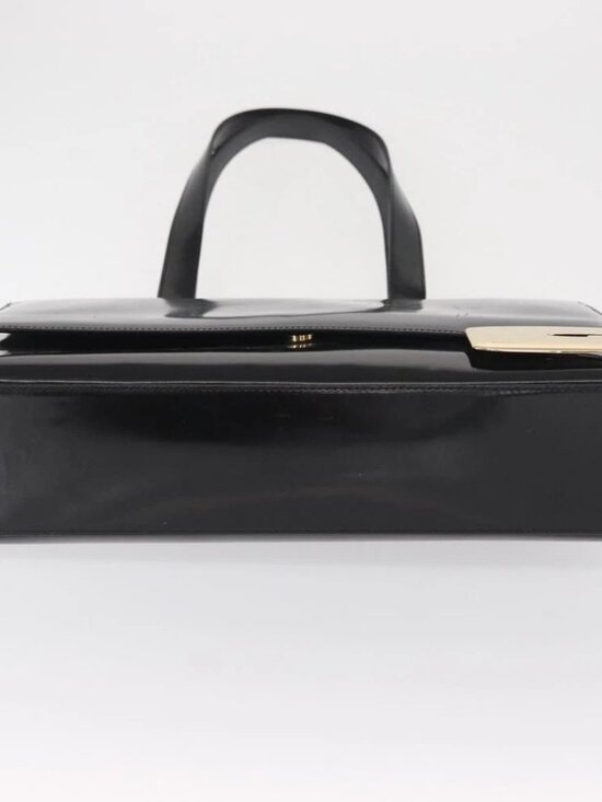 GUCCI Tote Bag Patent leather Black Gold Auth - Picture 5 of 16